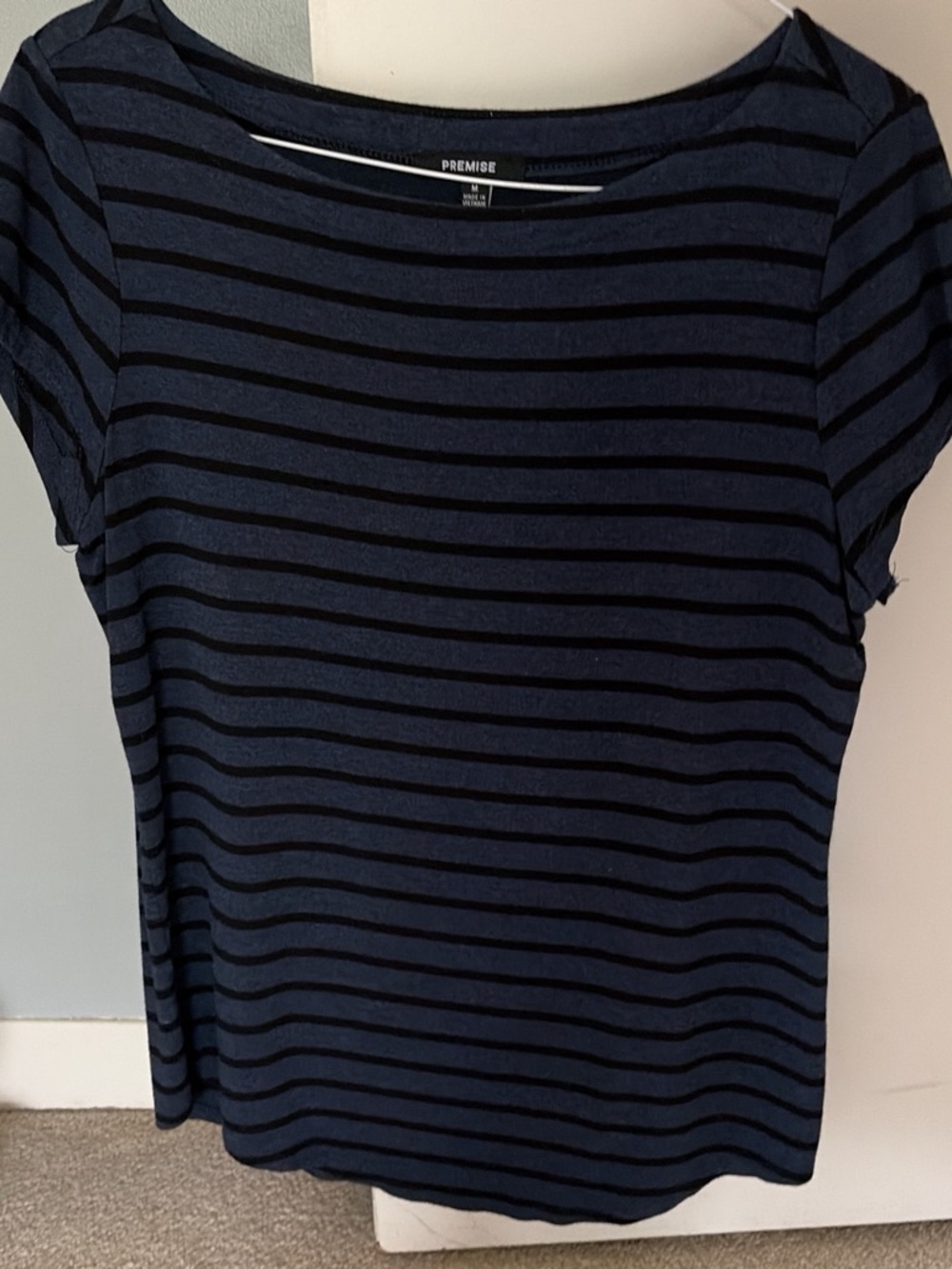 Premise Navy and Black Striped Short Sleeve Tee